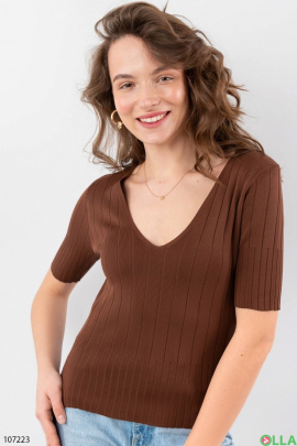 Жіночий коричневий топ із коротким рукавом