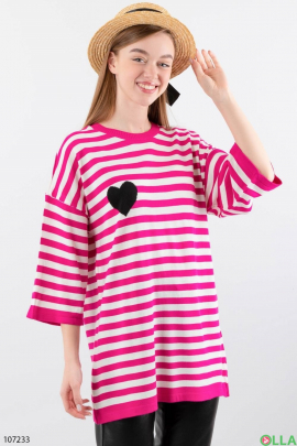 Женский двухцветный свитер в полоску