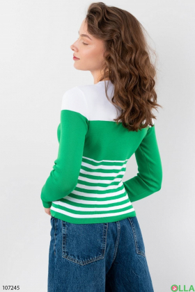 Женский бело-зеленый свитер