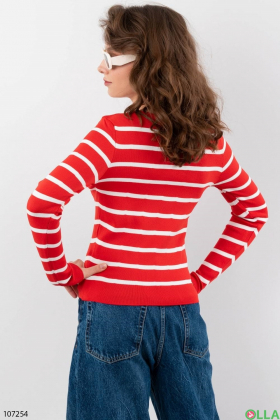 Женский красный свитер в полоску