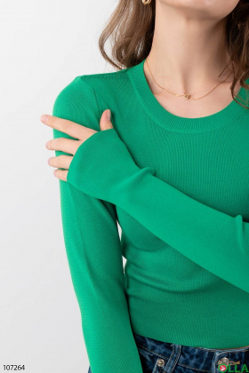 Женский зеленый топ с длинным рукавом