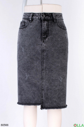 Жіноча темно-сіра джинсова спідниця