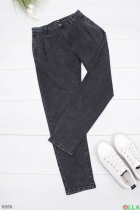 Жіночі чорні джинси з поясом в класичному стилі