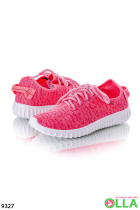 Кросівки рожеві на шнурівці