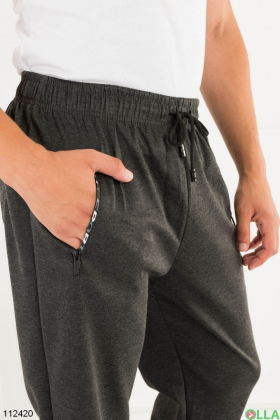 Мужские темно-серые спортивные брюки батал
