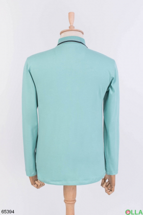 Men's turquoise polo with long sleeves
