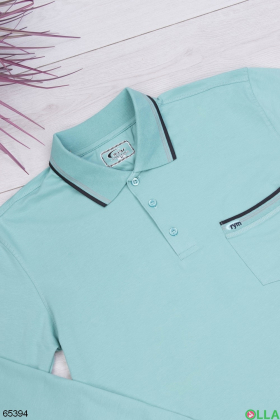 Men's turquoise polo with long sleeves