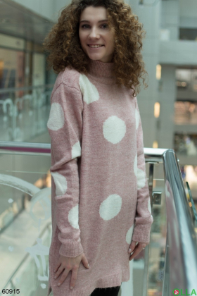 Women's knitted tunic with polka dots
