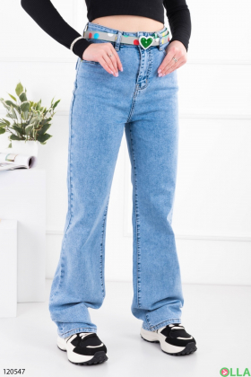 Женские голубые джинсы-палаццо