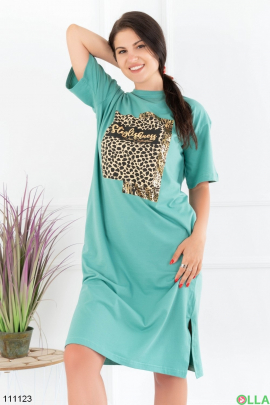 Women's turquoise dress with print