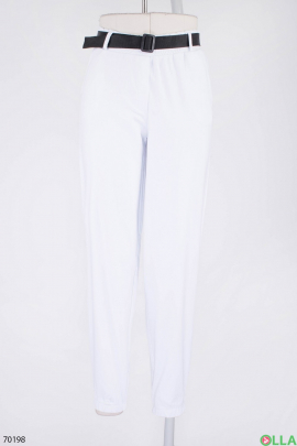 Женские белые брюки с поясом