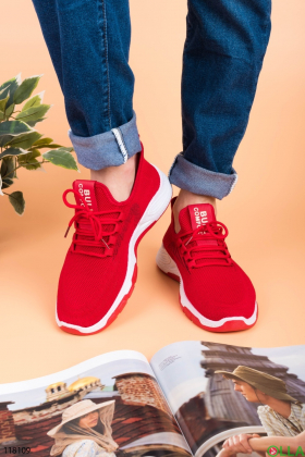 Мужские красные кроссовки из текстиля