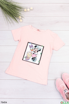Women's pink t-shirt with a pattern
