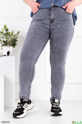 Жіночі сірі джинси-скінні батал