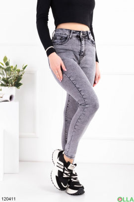 Женские серые джинсы-скинни