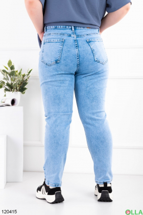 Жіночі блакитні джинси-скінні батал