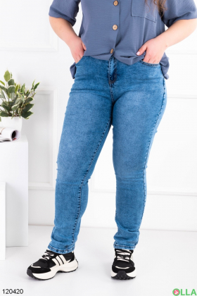 Женские синие джинсы батал