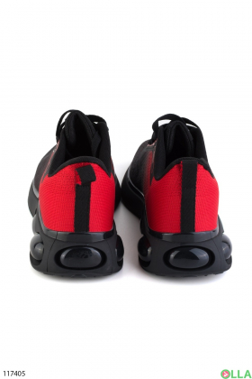 Мужские черно-красные кроссовки из текстиля
