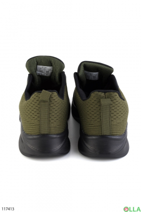 Чоловічі чорно-зелені кросівки з текстилю