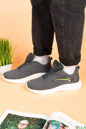 Men's gray textile sneakers