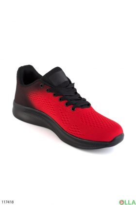 Чоловічі чорно-червоні кросівки з текстилю