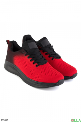 Чоловічі чорно-червоні кросівки з текстилю