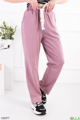 Женские розовые брюки-палаццо 