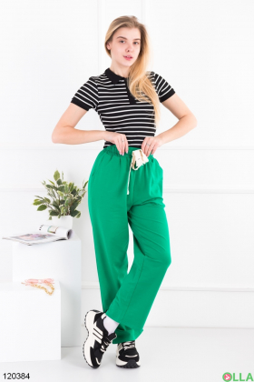 Жіночі зелені брюки-палаццо