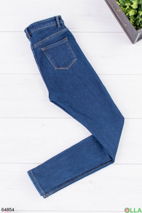 Жіночі сині джинси на флісі