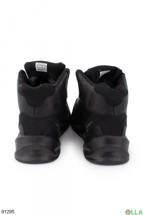 Чоловічі зимові чорно-сірі кросівки на шнурівці