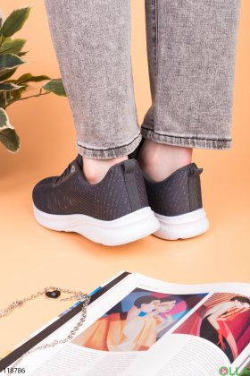 Women's dark gray textile sneakers