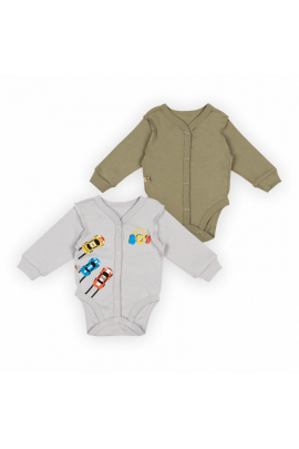 Детский комплект-боди для малышей BD-24- 2 (2шт) Серый/Хаки р.56 (13927) Разные цвета