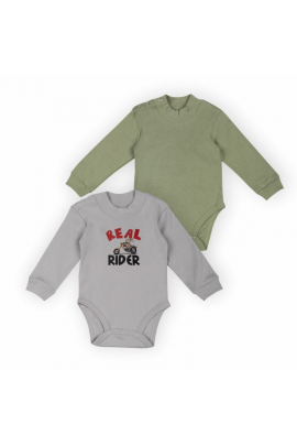 Детский комплект-боди для малышей BD-24- 6 (2шт) Хаки/Серый р.68 (13931) Разные цвета 