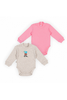 Детский комплект-боди для малышки BD-24- 8 (2шт) Серый/Розовый р.68 (13933) Разные цвета