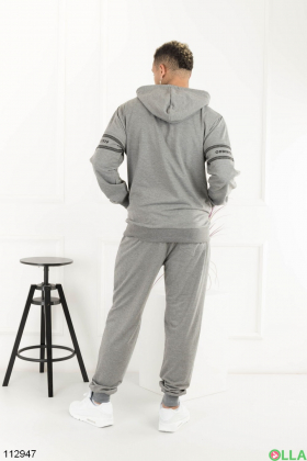 Men's gray tracksuit with a hood