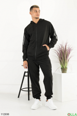 Men's black tracksuit with a hood