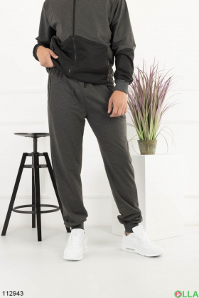 Men's gray and black hooded tracksuit
