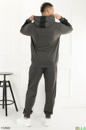 Чоловічий сіро-чорний спортивний костюм із капюшоном