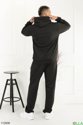 Мужской черный спортивный костюм с капюшоном