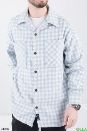 Men's white and blue plaid shirt