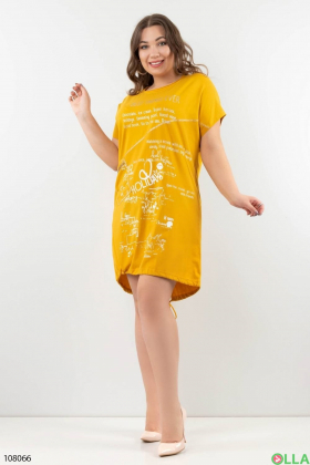 Женское желтое платье батал