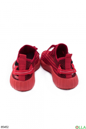 Жіночі чорно-червоні кросівки з текстилю