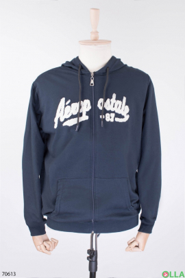 Men's dark blue zipped hoodie