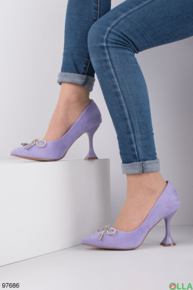 Women's lilac shoes with a bow