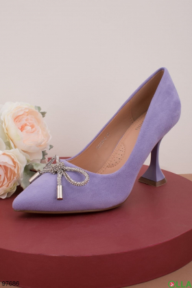 Женские лиловые туфли с бантиком