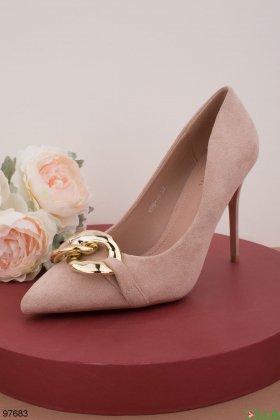 Women's beige shoes with heels