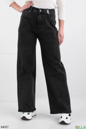 Women's dark gray flared jeans
