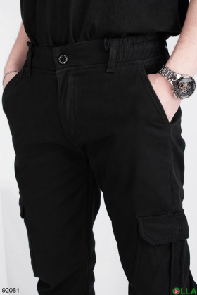 Чоловічі чорні джинси-карго