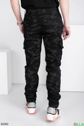 Мужские черно-серые джинсы-карго