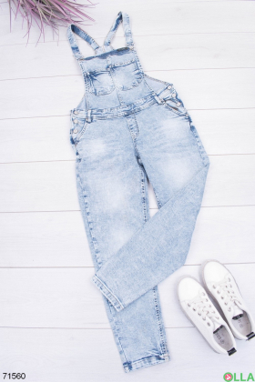 Жіночий блакитний джинсовий комбінезон